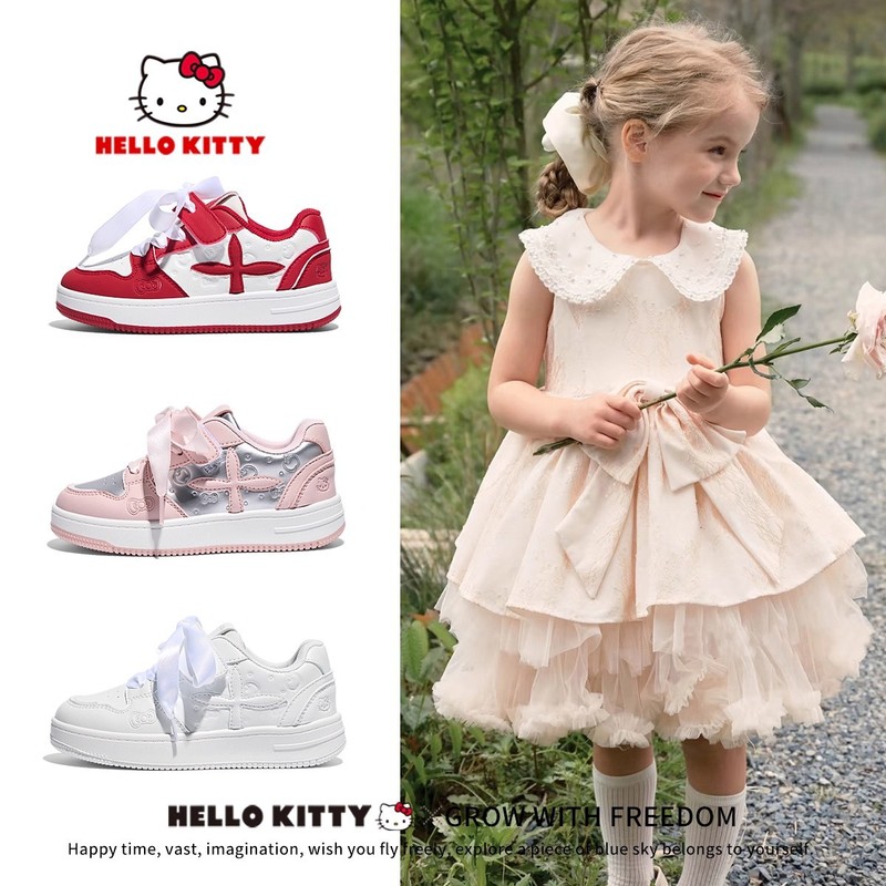 HelloKitty女童运动鞋2025新款春秋拼色百搭儿童软底轻便休闲板鞋|undefined