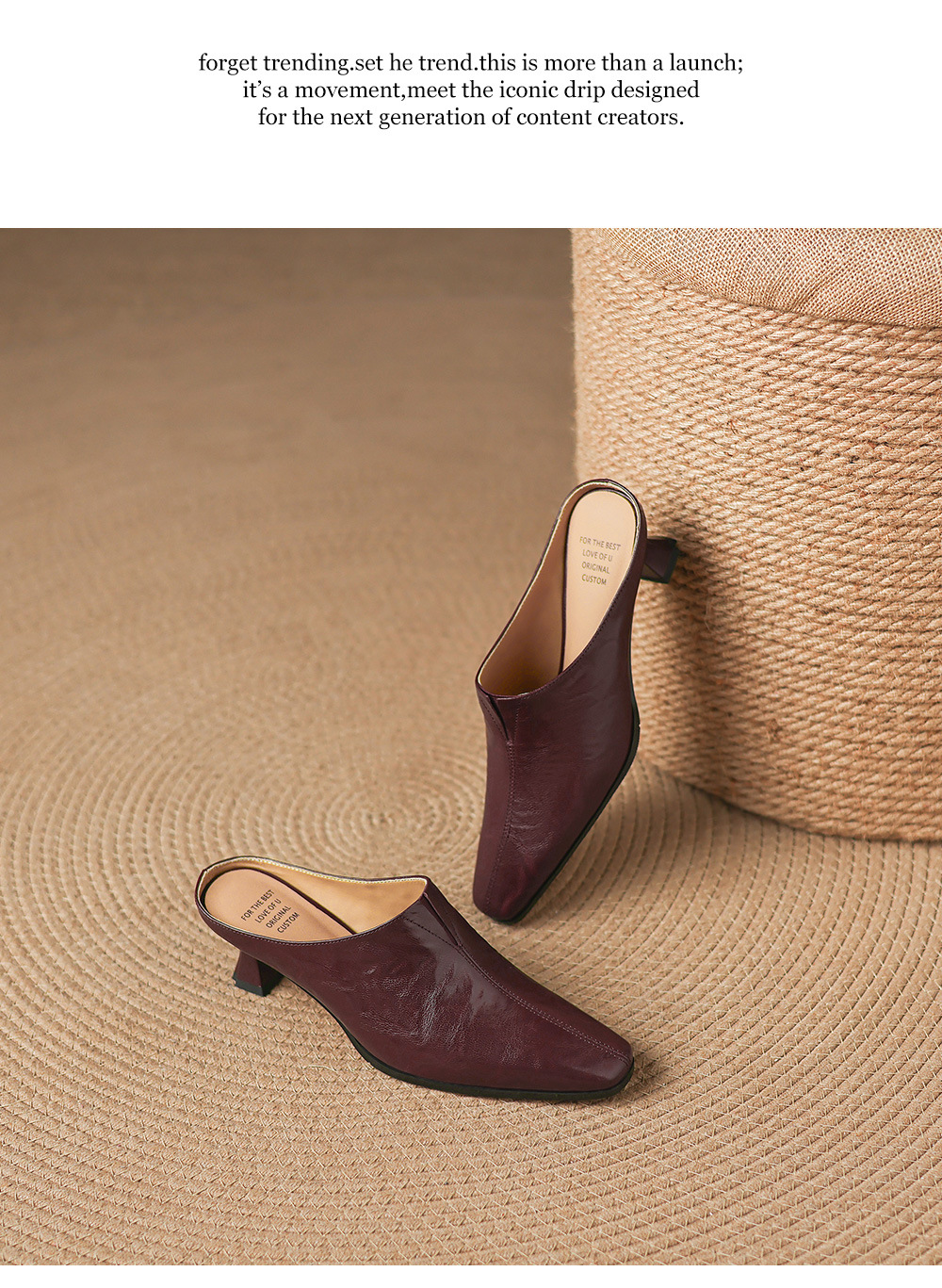 Sandal nữ bít mũi cao gót thô 5 cm, da bò mùa xuân hè — đen chi tiết 19