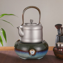 现代简约钛壶套装大容量休闲茶具茶煲野营茶壶便携式烧水壶批发