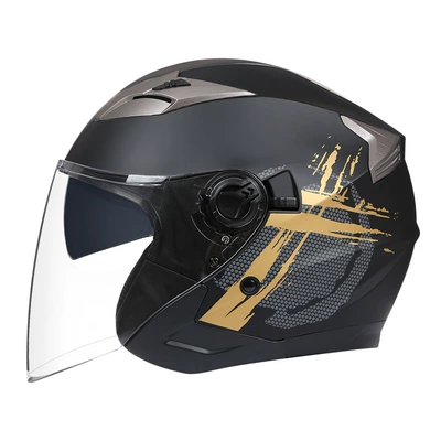Motorcycle Helmets, Dual-Lens Riding Helmets | Motosiklet kaskı (dəbilqə) - matt-black-gold-m57-58