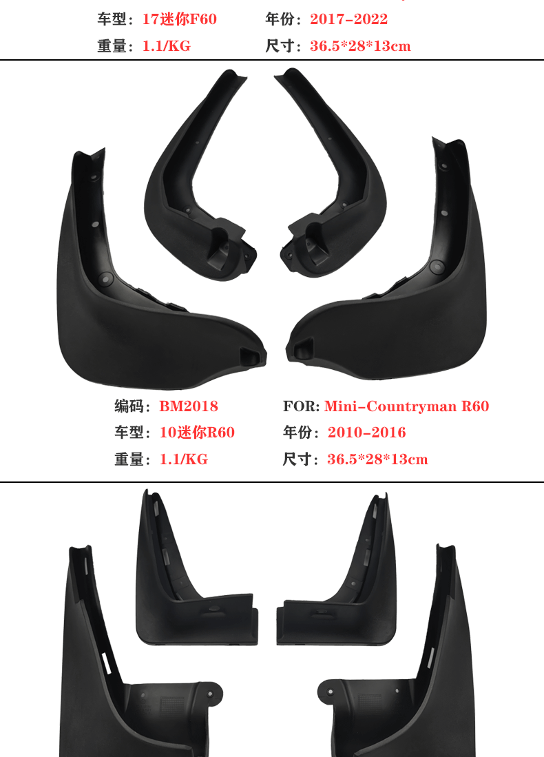 Suitable for 07-22 Bmw Mini R60 Fender 17Cooperf60 R55 R56 Car Fender Cover