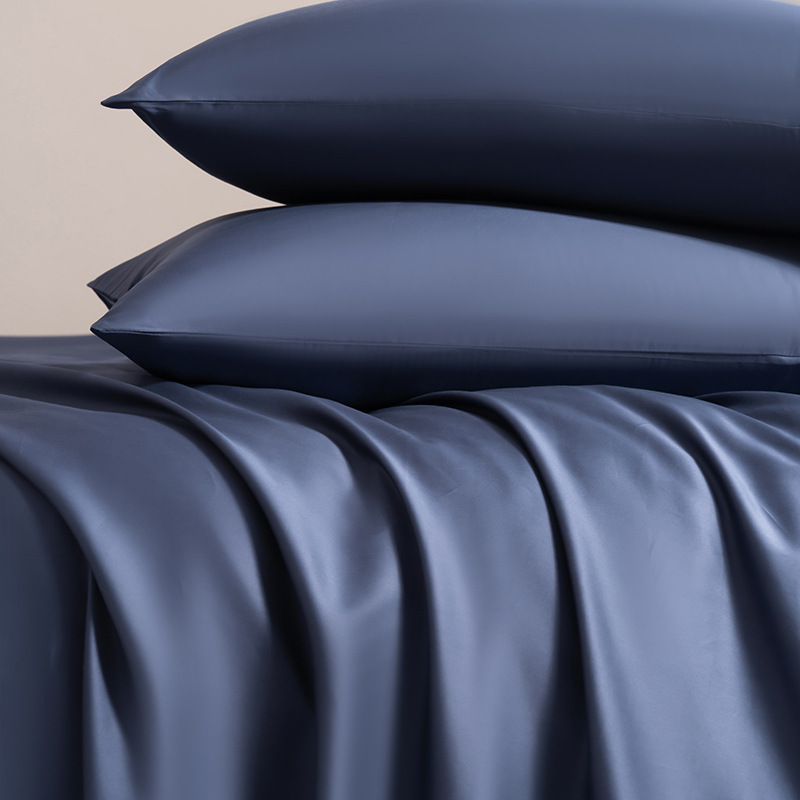 Luxury Solid Colour Four-piece Bedding Set Cotton Sateen Bed Sheet_voghion.com