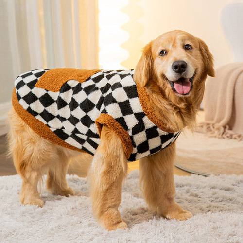 New autumn and winter big dog fleece vest, medium and large dog golden retriever Samoyed two-legged cotton coat, pet big dog clothes