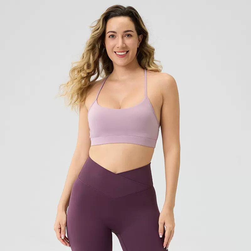 瑜伽文胸单边氨纶Y字美背吊带聚拢跑步健身运动内衣透气带胸垫
