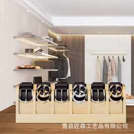 跨境竹制腰带收纳盒竹木衣帽间腰带存储盒实木分格配饰整理展示盒