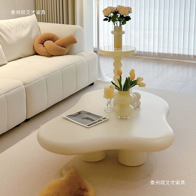 网红轻奢云朵茶几客厅家用小户型奶油风网简约北欧现代桌子带抽屉|undefined