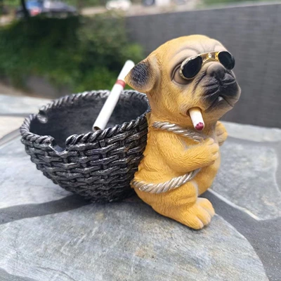 Car ashtray Ashtray, Unique and Creative - dog-in-a-basketwearing-sunglassesyellow