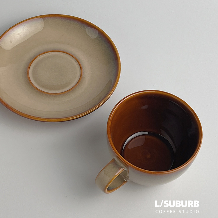 Vintage horno cambio latte garland taza de café japonés taza de cerámica cafetería taza de café y platillo traje