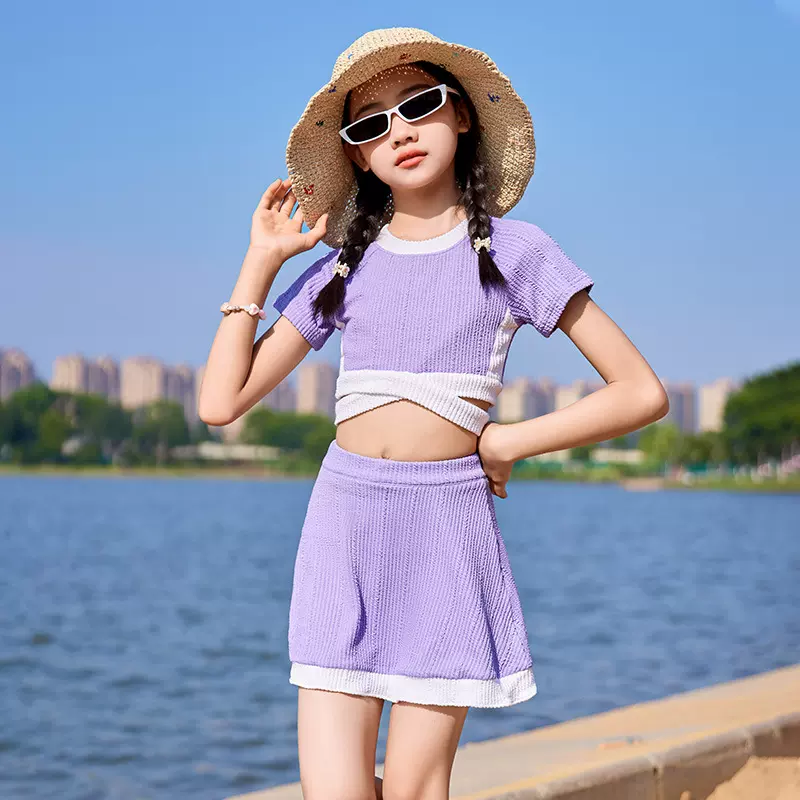 女童分体泳衣2025新款女大童夏季高级感专业训练服女孩洋气游泳衣