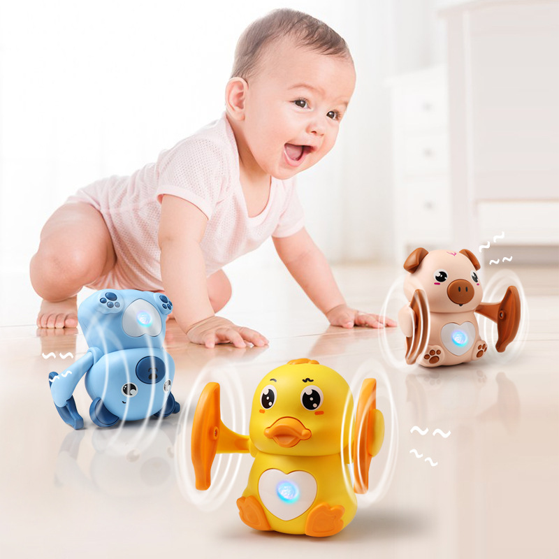 children Electric Toys Cartoon Induction acousto-optic swing Roll Yellow duck music Stall Night market wholesale