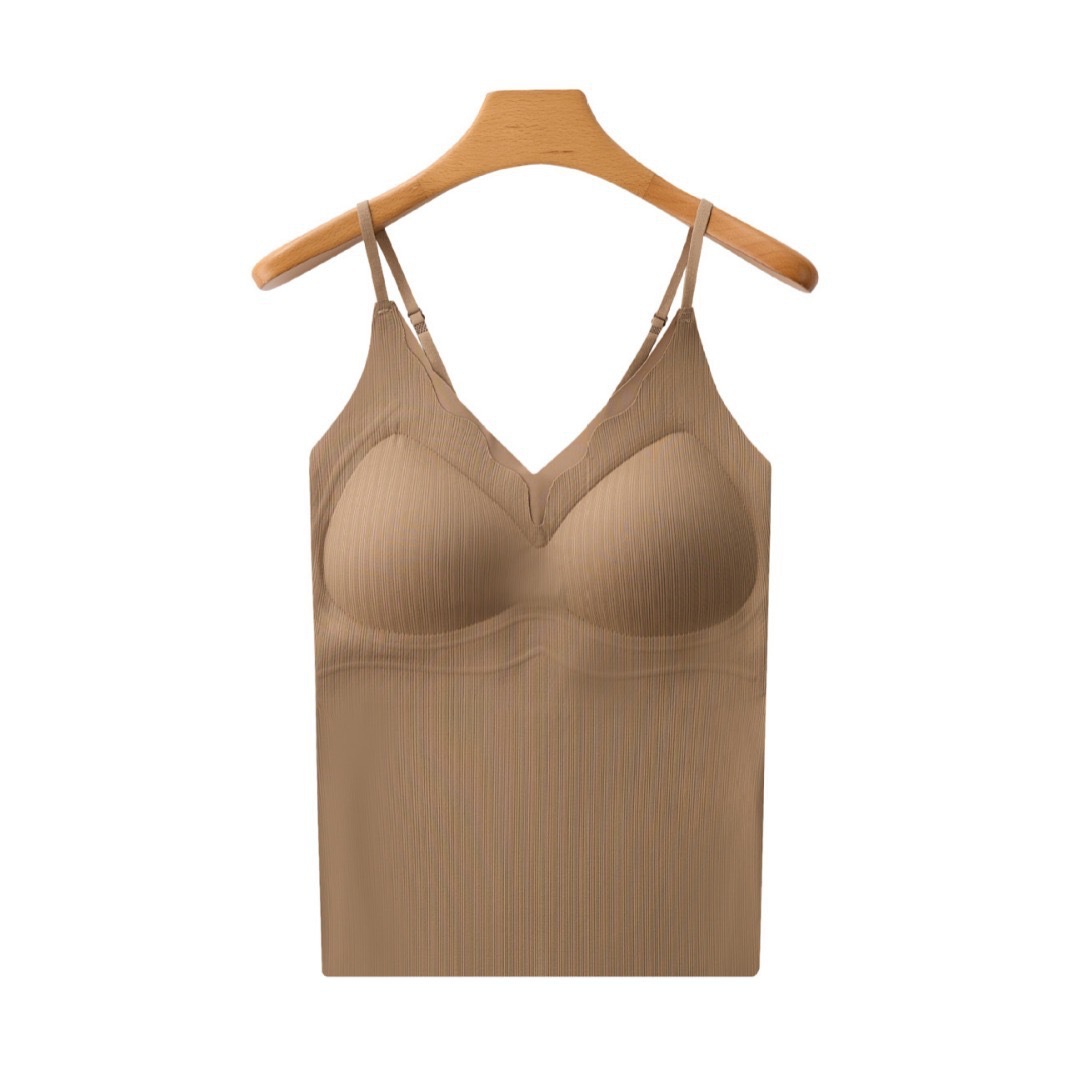 Summer jelly back, base, camisole, vest with chest cushion, slim fit, simple, high-end, trace out, versatile top_voghion.com