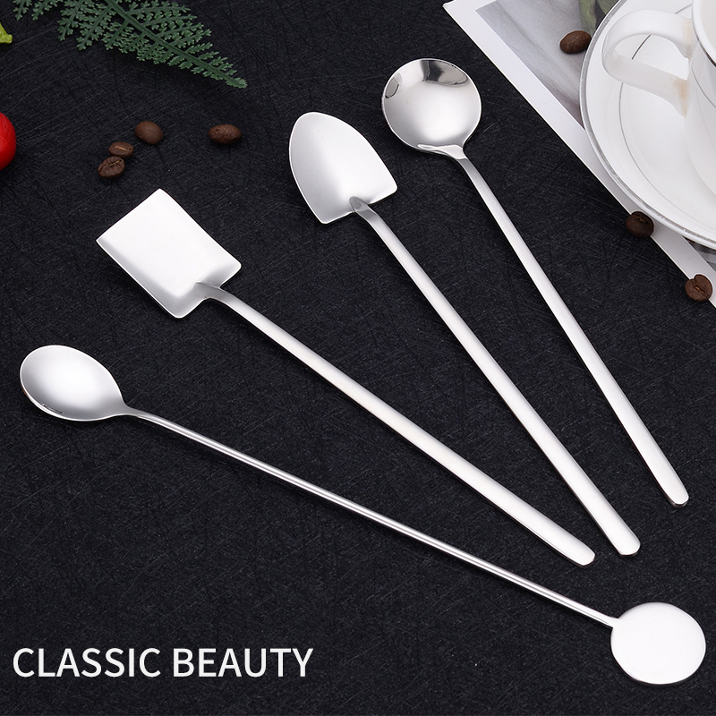 304不锈钢咖啡勺子加长创意可爱搅拌勺甜品奶粉茶ins韩式长柄欧式