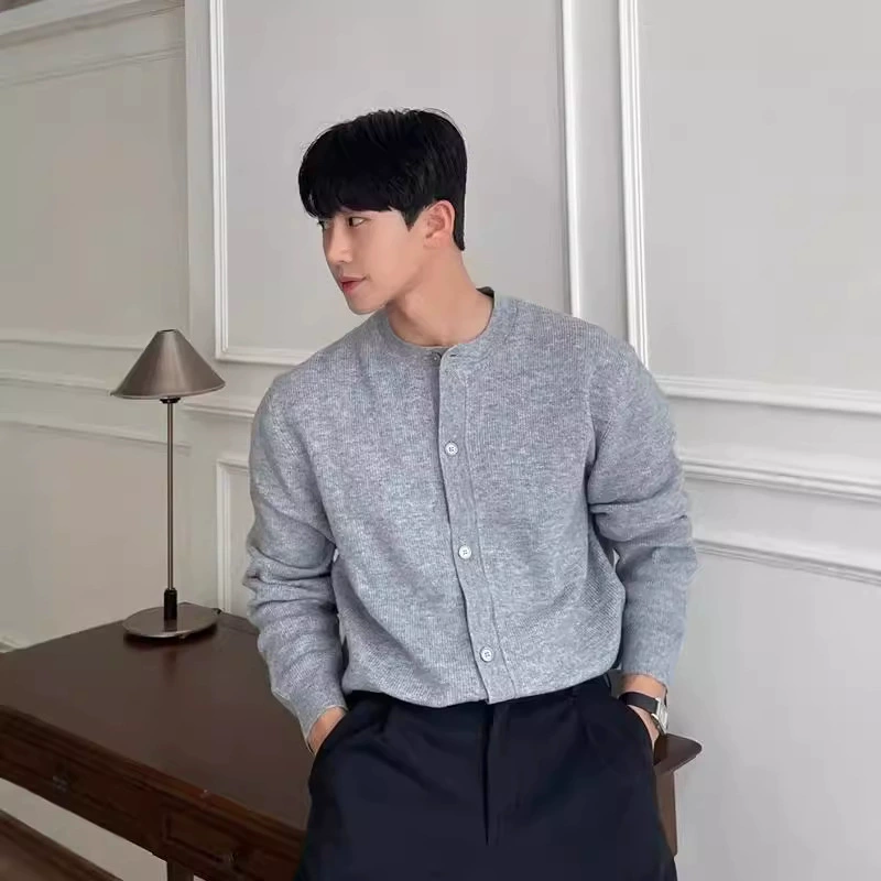 Корейский ленивый стиль сплошной свитер с круглым вырезом пальто мужской осенний и зимний вязаный кардиган