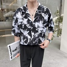 垂感衬衫男夏季短袖宽松痞帅衬衣