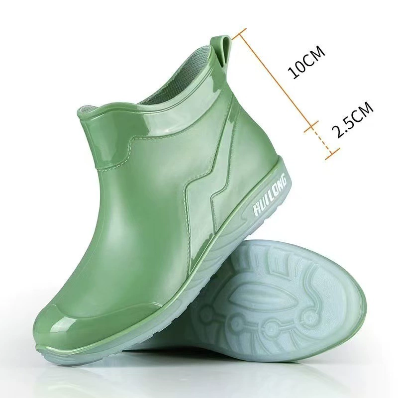 Японские дождевые сапоги женские модные короткие резиновые туфли носить наружную обувь с бархатным хлопком водонепроницаемая обувь для мойки автомобилей в сезон дождей, нескользящие дождевые сапоги