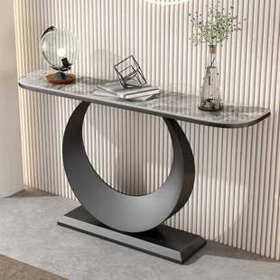 Italian-style light luxury Rock plate entrance table semicircle entrance cabinet modern minimalist wall-mounted entrance rock plate entrance table end View table