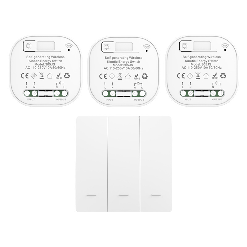 電池不要、防水、スマート、自己発電、ワイヤレス、動力エネルギー式スイッチ、リバウンド式、家庭用、リモート操作、自由に貼れるリモコンボタン|undefined