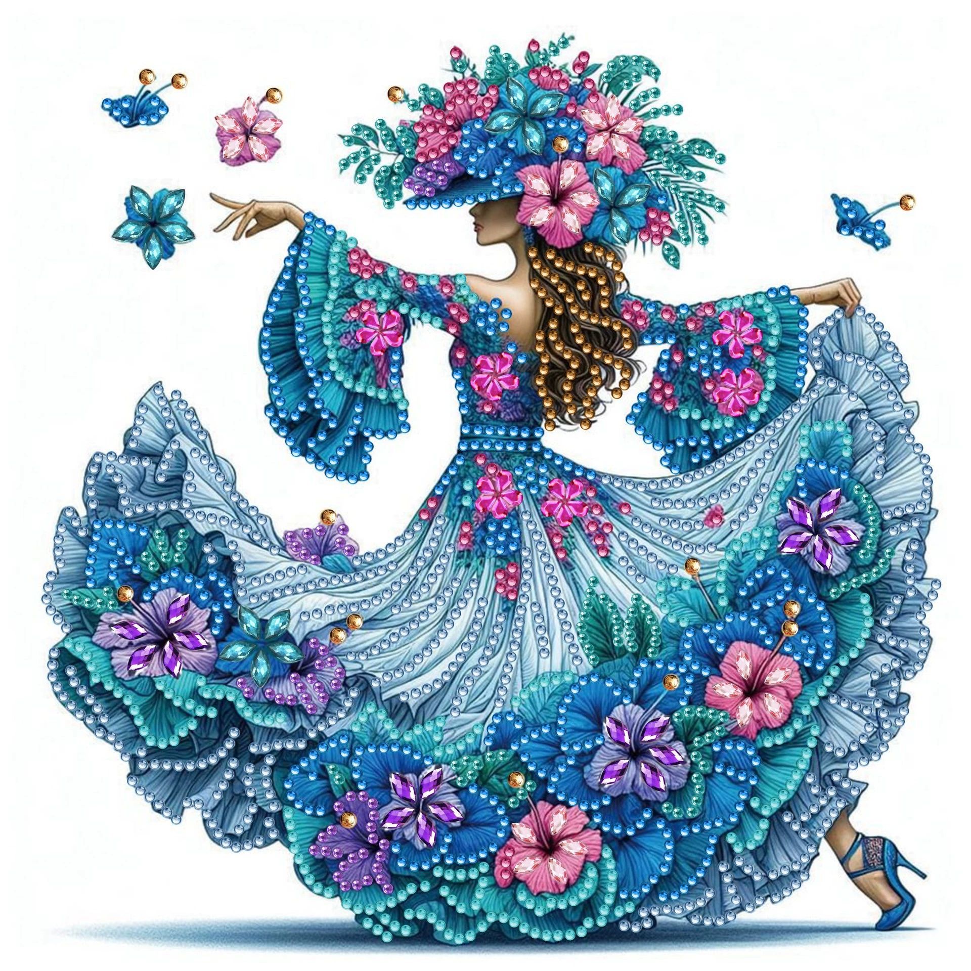 Pintura de Diamantes 5D con Forma Irregular de Princesa de Fantasía, Pintura de Diamantes DIY, Pintura de Diamantes con Puntos de Cristal, 30×30