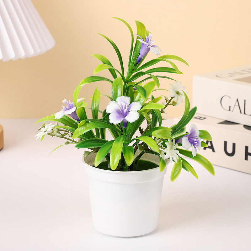模擬トロピカルフラワー小さな鉢植えデスクトップ植物盆栽装飾品室内装飾ホームプラスチックグリーン植物デスクトップ装飾品|undefined