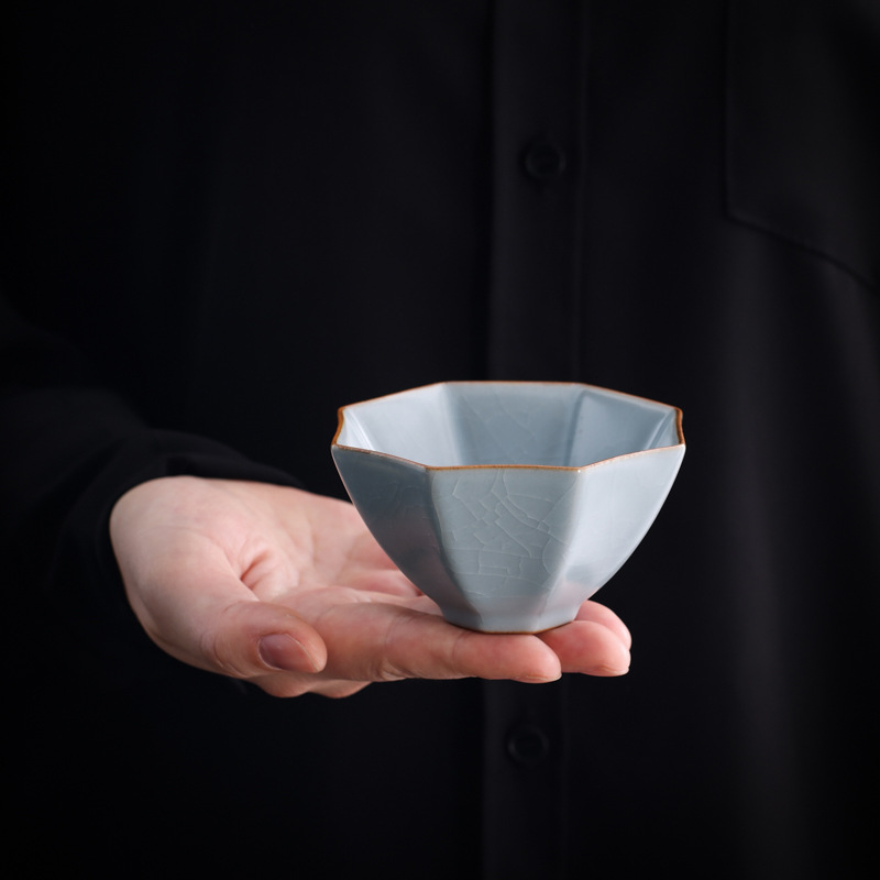 Чайный сервиз Ru Kiln Fortune Cup, небесно-голубой, для чая Кунг-фу, большая мастер-чашка, с кракелюрной глазурью, подлежит выдержке.