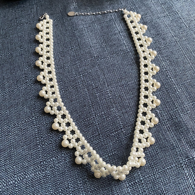 Chinese Style Hand-made Lace Woven Lace Pearl Necklace Clavicle Chain Facy Wedding Dress Alternative