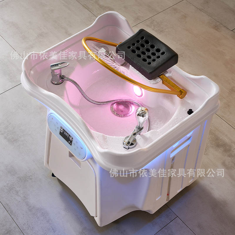 Máquina de lavado de cabello de fumigación automática con agua circulante y cama de lavado de cabello móvil para salón de belleza para tratamiento de cabello