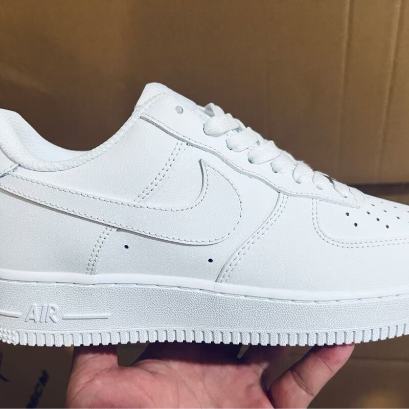 Pure White Air Force One First-Layer Cowhide Af Black Warrior All-White Classic Low-Top White Shoes Couple Sports Sneakers