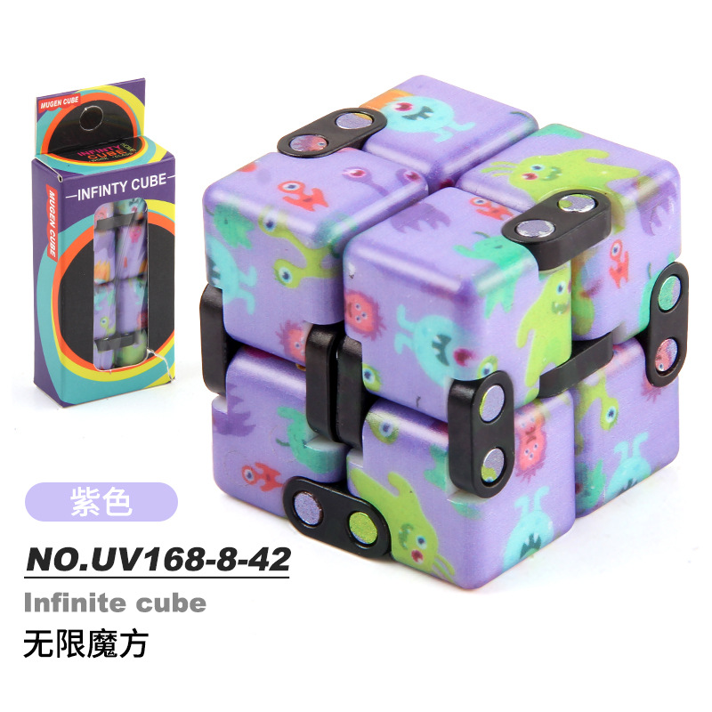 Cross-border infinito plegable UV impreso Cubo de bolsillo Flip cuadrado de segundo orden cubo estrellado dedo descompresión ventilación juguete