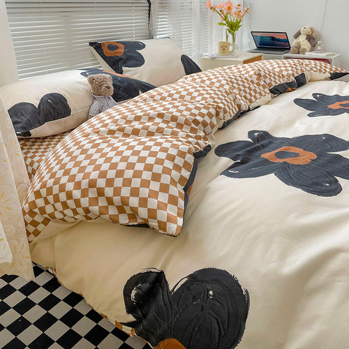  new cotton four-piece set 100% cotton four-piece bed sheet style single and double dormitory four-piece set wholesale