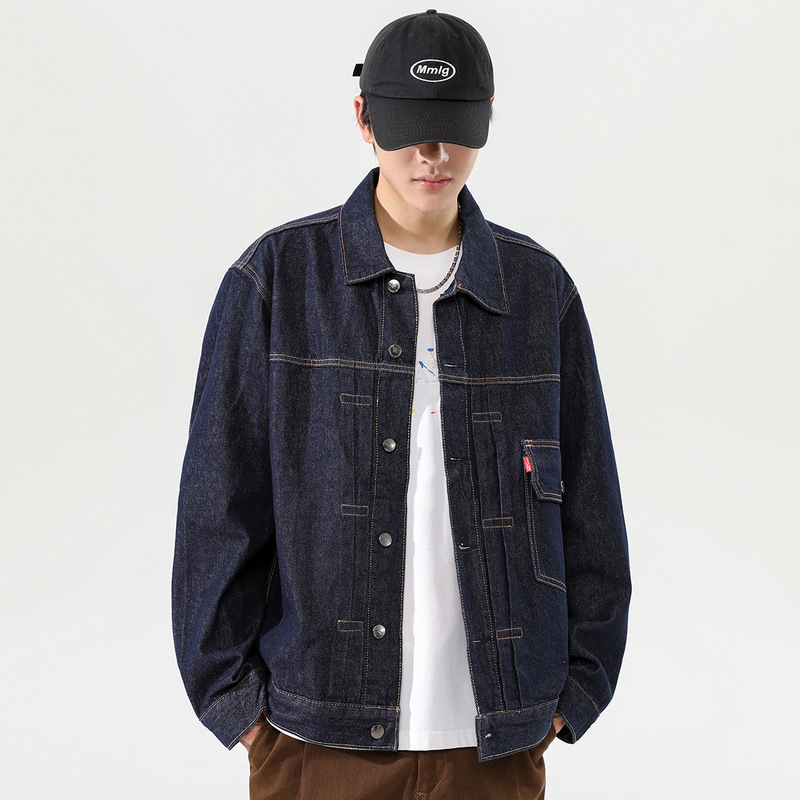 Heavy Industry Washed Denim Jacket Men's American Style Retro Autumn New Tooling Loose plus size Light Luxury Trendy Brand Jacket