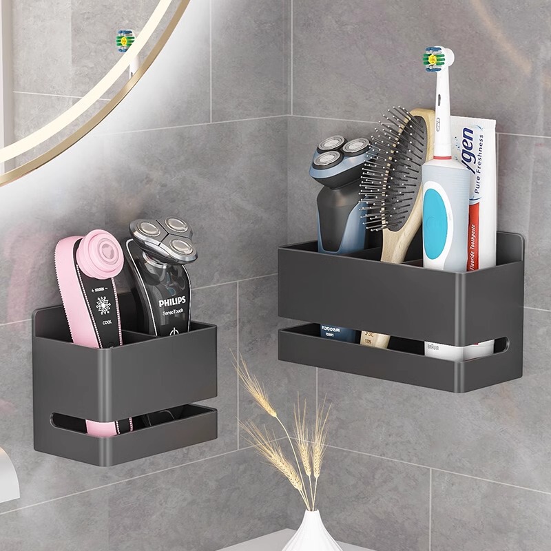浴室用コーム収納ラック、穴あけ不要、トイレ壁掛けシェーバー収納ラック、歯ブラシホルダー収納ボックス|undefined