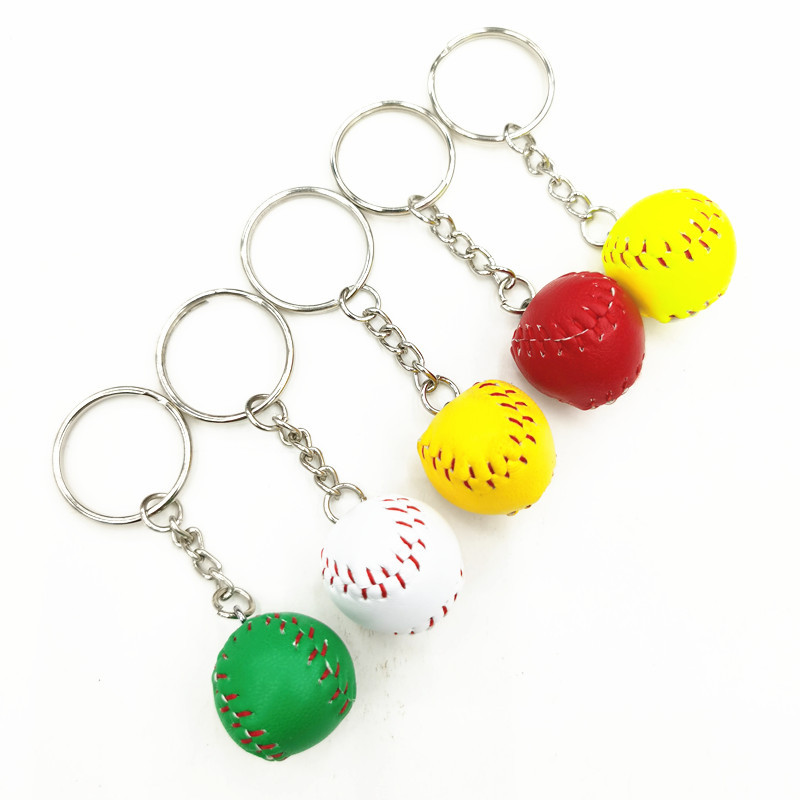 small baseball keychain for keys with zipper