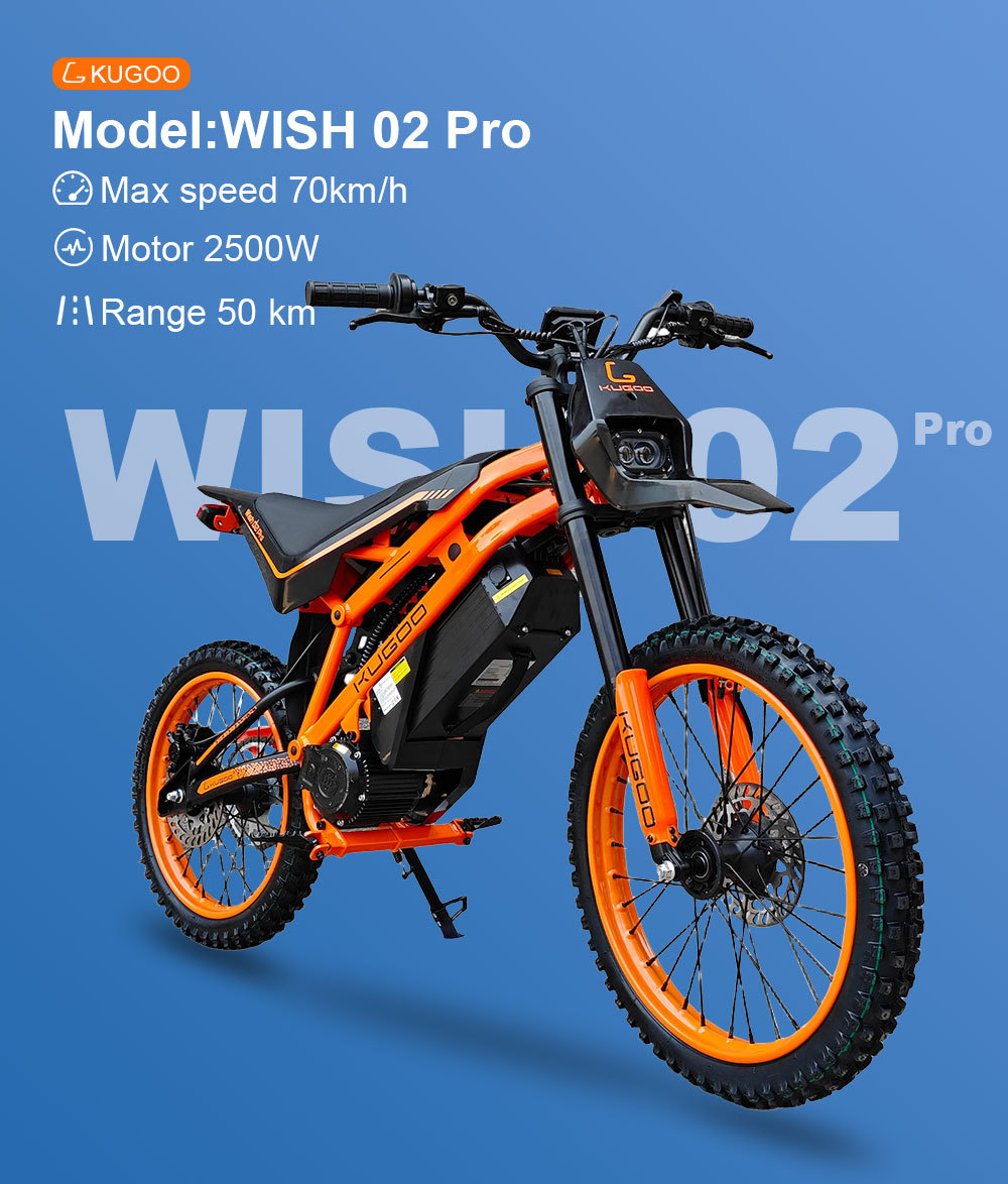 Kugoo Wish 02 Pro Electric Motorcycle 2500W 60V 27Ah Electric Bicycle Exclusively for Cross-Border Sales