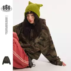 BTBDBTE American Style Trendy Brand Washed Old Camouflage Hooded Sweater Men's and Women's Loose Zipper Cardigan Jacket W2525