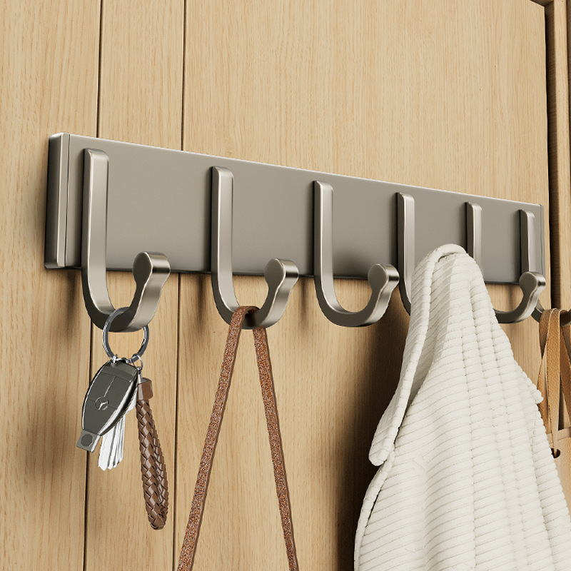 Hanging hanger wall hanging wall door after strong adhesive load-bearing hole-free toilet bathroom clothes hook row