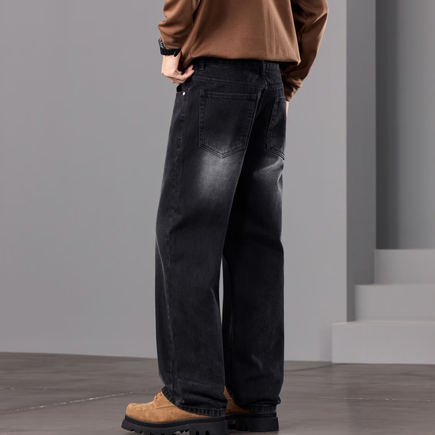 Men's Clothing Straight Leg Black Jeans Trendy Casual Versatile High Street Retro Vibe Spring Autumn New_mkmklike.com