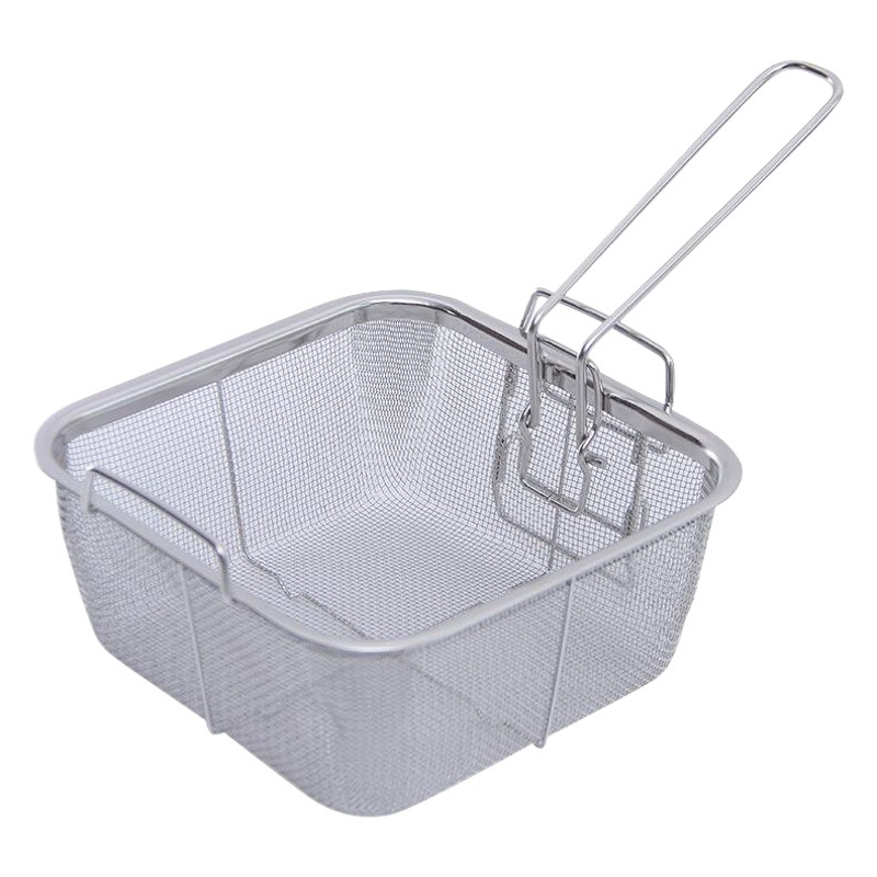 Acero inoxidable cuadrado cesta freidora plegable freidora francés fritas freidora aceite tamiz marco rectangular filtro neto