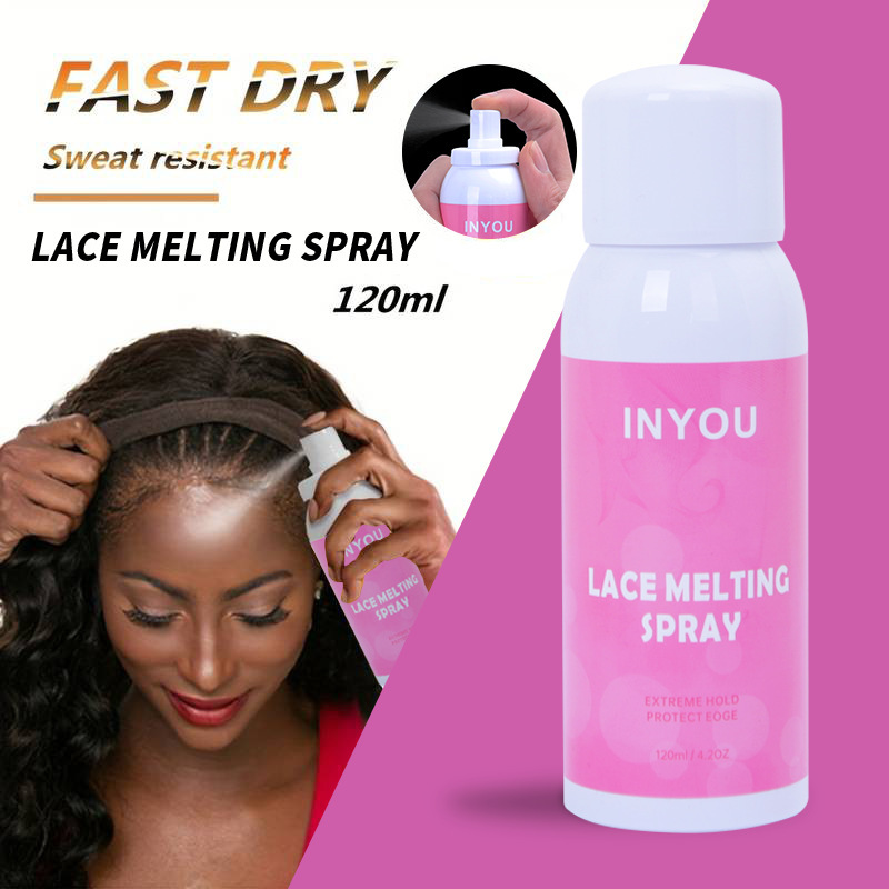 Cross border lace wig spray glue pink packaging easy dry transparent aerosol glue Lace melting spray