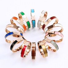 钛钢手镯字母H珐琅爱家同款高欧美时尚潮手环不锈钢镯子批发饰品