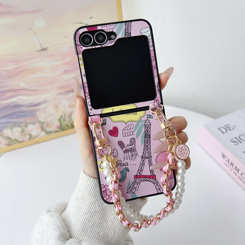 Suitable for Samsung Z Flip6 Mobile Phone Case Foldableing Screen Zflip5 Protective Cover Zflip4 Eiffel Tower Zflip3