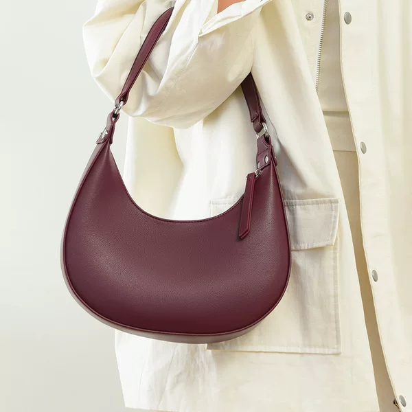 Cross-border solid color bag, fashionable and simple, new design handbag, versatile crescent bag, foreign trade Russian underarm shoulder bag