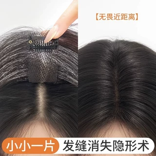 补发遮盖发缝真发发块头顶女片刘海假发片发缝贴假发高颅顶发缝贴