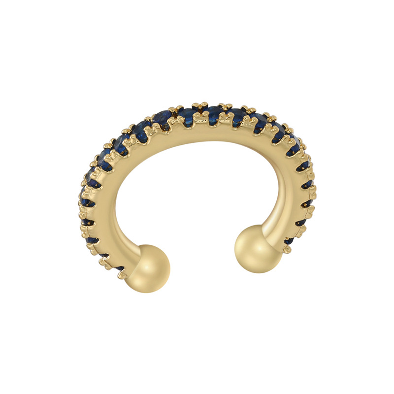 Simple Style C Shape Copper Gold Plated Zircon Ear clips 1 Pair