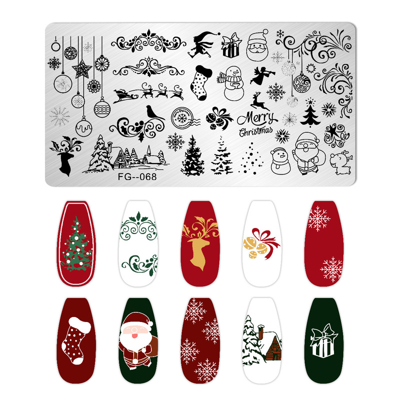 美甲印花钢板爆款雪花圣诞 NailSteelPlate转印指甲模板工具批发|undefined