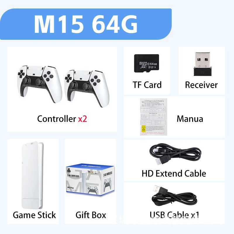 Cross-border M15 consola de juegos de mano HD inalámbrica TV consola de juegos casera arcade doble rocker consola de juegos