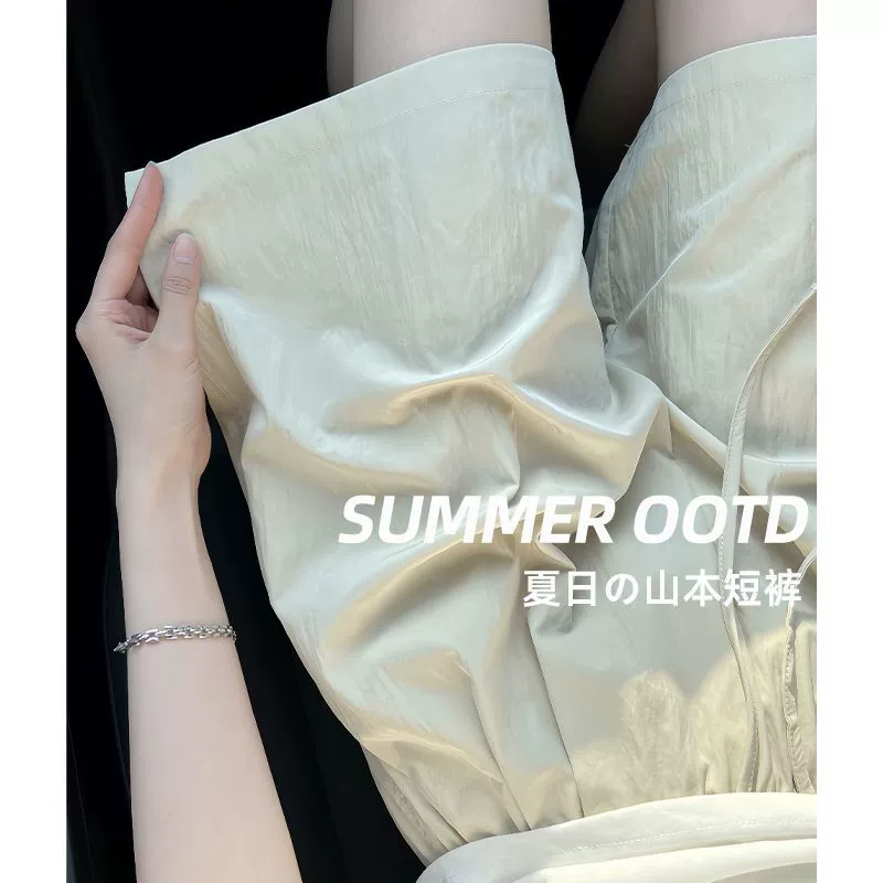 Хаки Ямамото шорты женские летние тонкие с высокой талией свободные повседневные прямые брюки