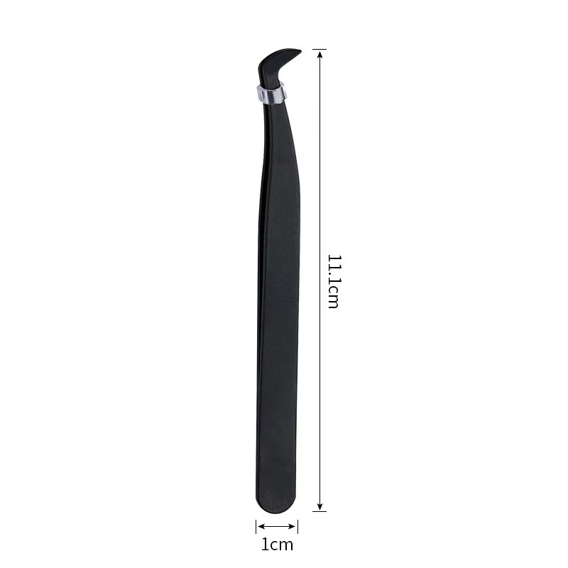 Stainless Steel Eagle-Beak Eyelash Tweezers with Pointed Tips for Makeup, False Eyelashes, and Eyelashes, with a Slanted Edge, Non-Slip, and Curling Effect