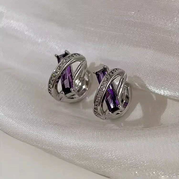 П Purple zirconium, серьги, небольшой декоративный аксессуар, стиль легкой роскоши, тренд сезона