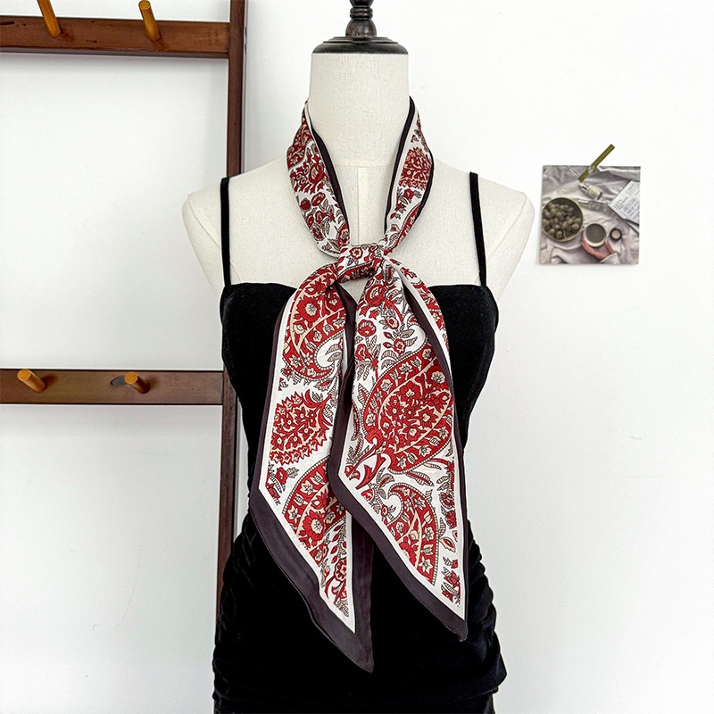 Bufanda de seda, atmósfera coreana, nuevo temperamento, cinta de esquina afilada de moda, cinturón de seda de imitación, bufanda con cuello