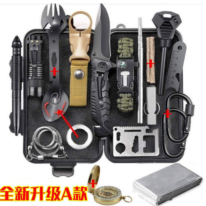 B新款升级户外装备求生存工具套多功能野外急救盒贝爷同款打火棒